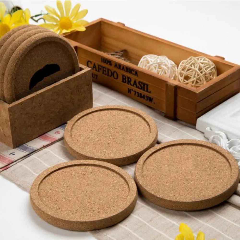 200st Classic Round Plain Cork Work Waasters Drink Wine Mats Cork Mat Drink Eday Pad For Wedding Party Present Favor287i