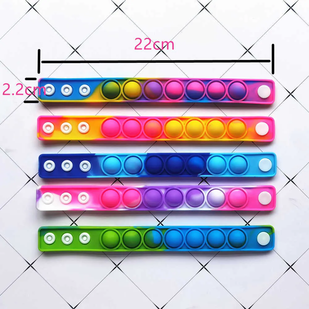 Push Bubble Silicone Bracelets Decompression Finger Toys Bracelet Puzzle Press Stress Wristband Sensory Tie-dyed Snap Ring Sale G71ZOWP5107483