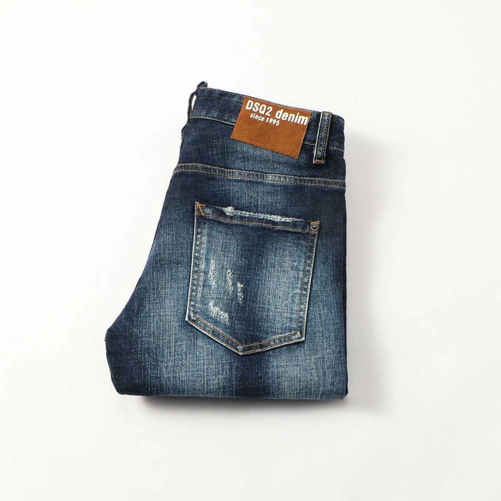 dsq brand jeans European style pants Men Slim Stretch denim trousers button Pencil Pants for men 8122 210716