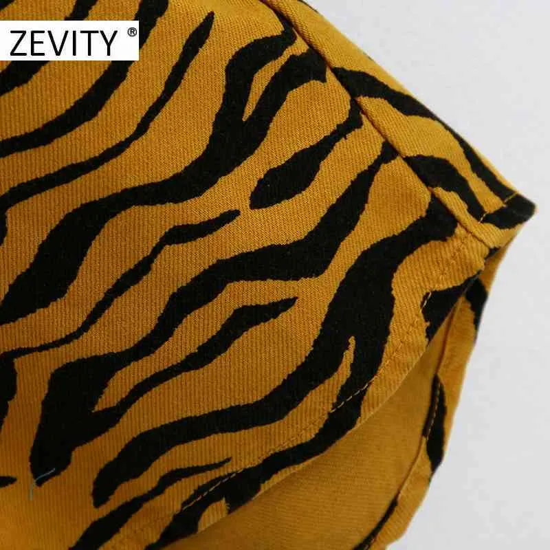 Zevity Kobiety Vintage Zwierząt Tekstury Drukuj Dorywczo Luźna Koszula Płaszcz Kobiet Z Długim Rękawem Kieszenie Patch Płaszcze Znosić Chic Topy CT582 210419