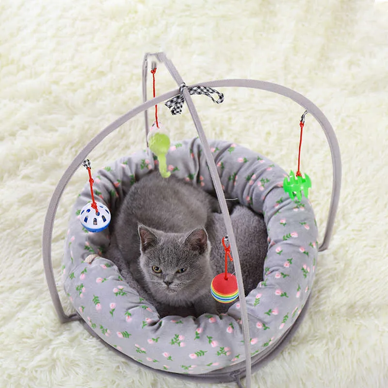 Acessórios para animais de estimação para dormir confortável cama bonito cama de gato cesta Mantenha a bandeja de esteira quente bens em casa coziness casual casa mascotas 210722