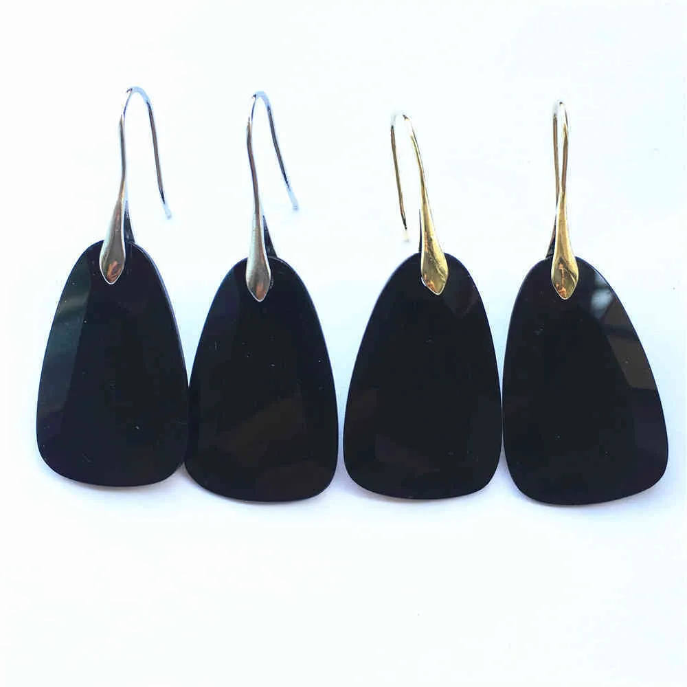 Mode natursten svart onyx agates goth lyx droppe boho söt koppar dangle örhängen för kvinnor hela smycken