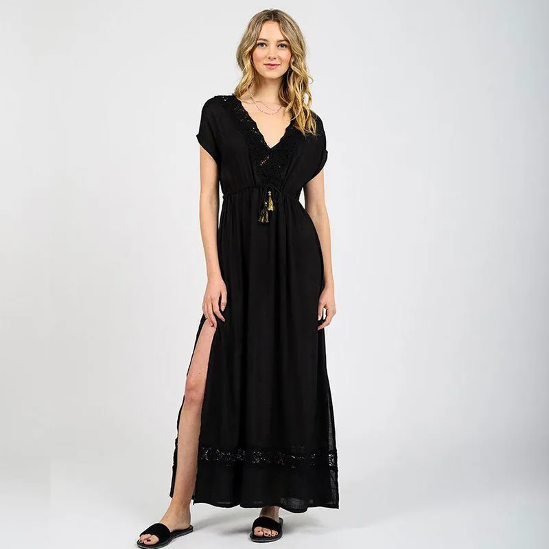 Sexy See Through Bikini Cover-ups Chiffon Tunic Long Kimono Women Summer Wrap Dress Beach Wear Swimsuit Cover Up Q1268 210420