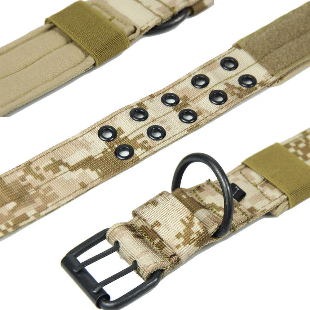 Militärisches taktisches Hundehalsband K9 Arbeitendes großes Hundehalsband Verstellbares Haustier-Katzen-Hundehalsband für kleine große Hunde Training Haustierprodukte 210729