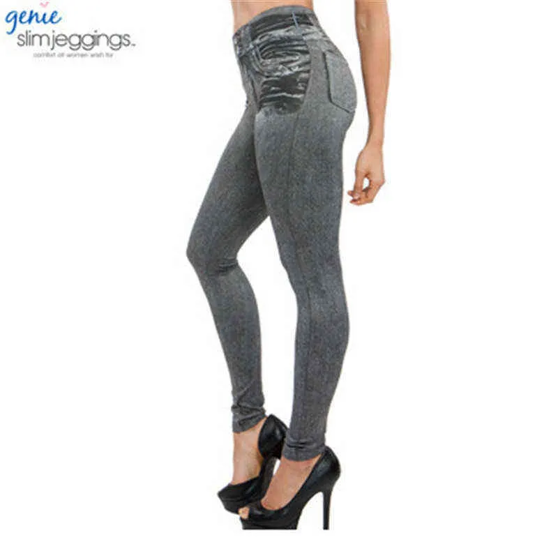 VIP Kadınlar Polar Çizgili Kış Jegging Kot Genie Ince Moda Jeggings Tayt 211215