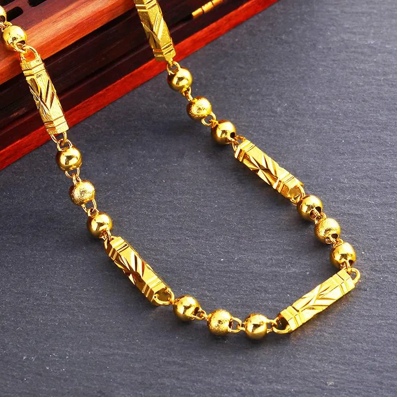 سلاسل لا تتلاشى فيتنام قلادة ذهبية غرينية عصرية بوذا بيدز إكسسوارات الموضة 24K مجوهرات نحاسية مطلية لـ Men264f