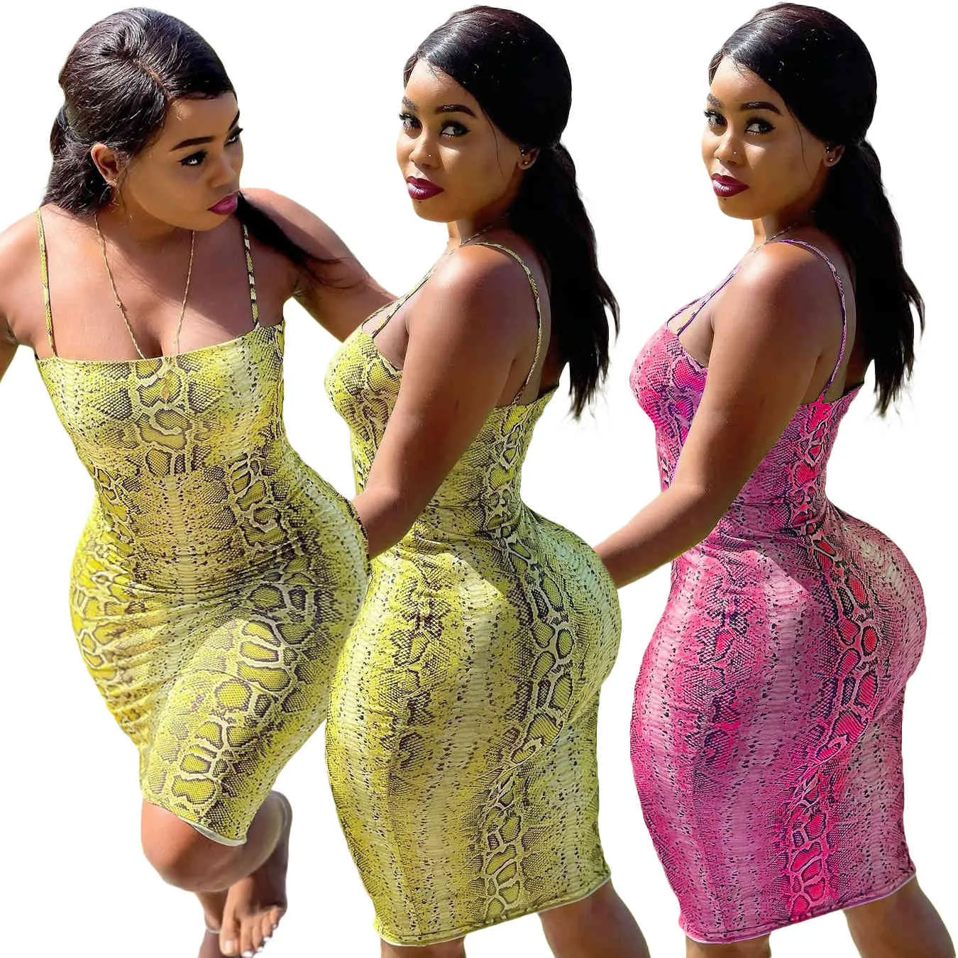 Snake Print Backless Summer Women Party Dresses Fashiont Party Club Wear Skinny Bodycon Clubwear Sexy Sling Mini Dress Slim Chic X0521