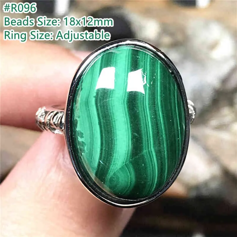Anello in crisocolla di malachite verde naturale donna Lady Man Luck Gift Crystal Oval Beads Silver Jewelry regolabile AAAAA 211217