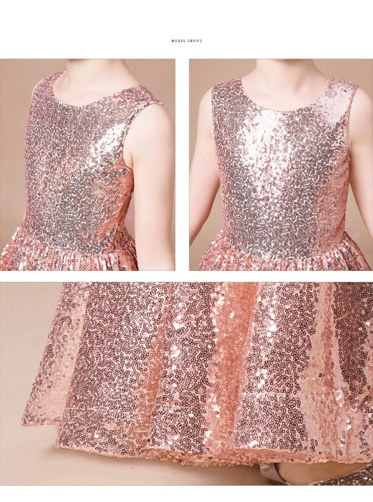 Nouvelle arrivée robe de bal à paillettes scintillantes robes de fille de fleur mignon rose pailleté longue robe de fête d'anniversaire pas cher fille Foiormal Pageant9638111