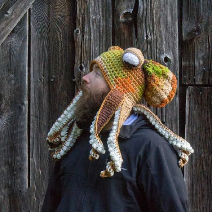 Adulto divertido pulpo sombrero peluca de pelo gorra para hombres mujeres invierno cálido crochet tejido para hombre diseñador sombreros y gorras fiesta de Halloween 210713284D