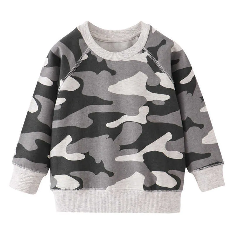 Hoppmätare Boys Girls Camouflage Sweater Bomull Barn Sweatshirts Baby Girl's Clothing Kids Långärmade Toppar 210529