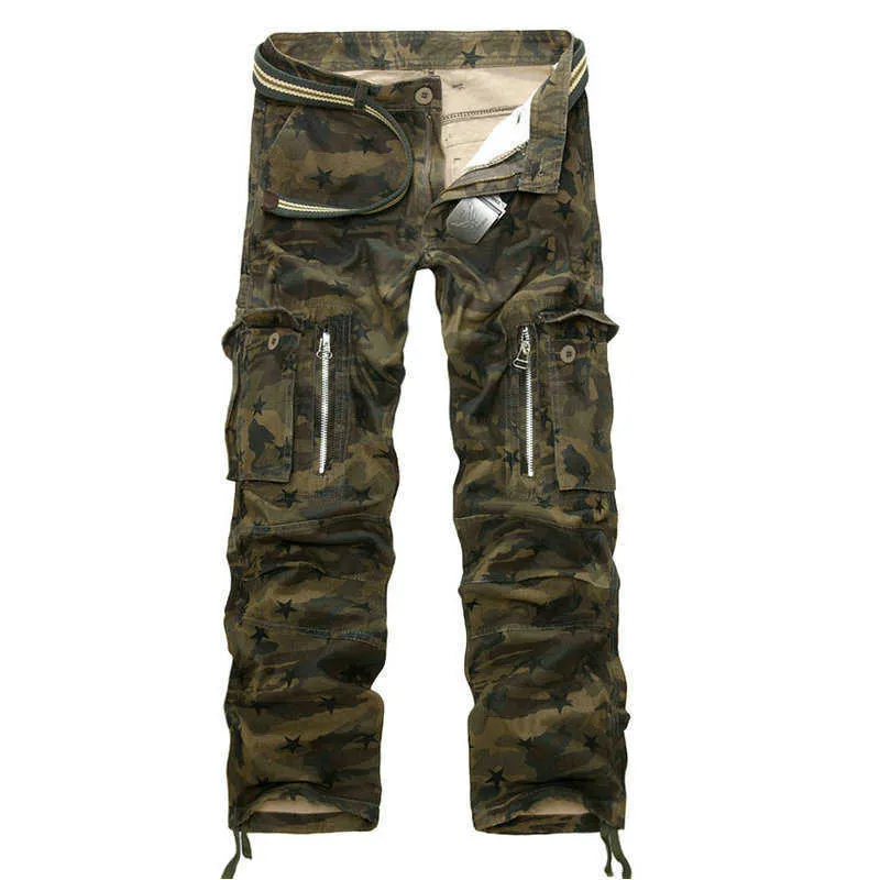 Lifenwenna Buona qualità Military CAMO Pantaloni cargo uomo Camouflage cotone allenamento da uomo pantaloni primavera autunno 210528