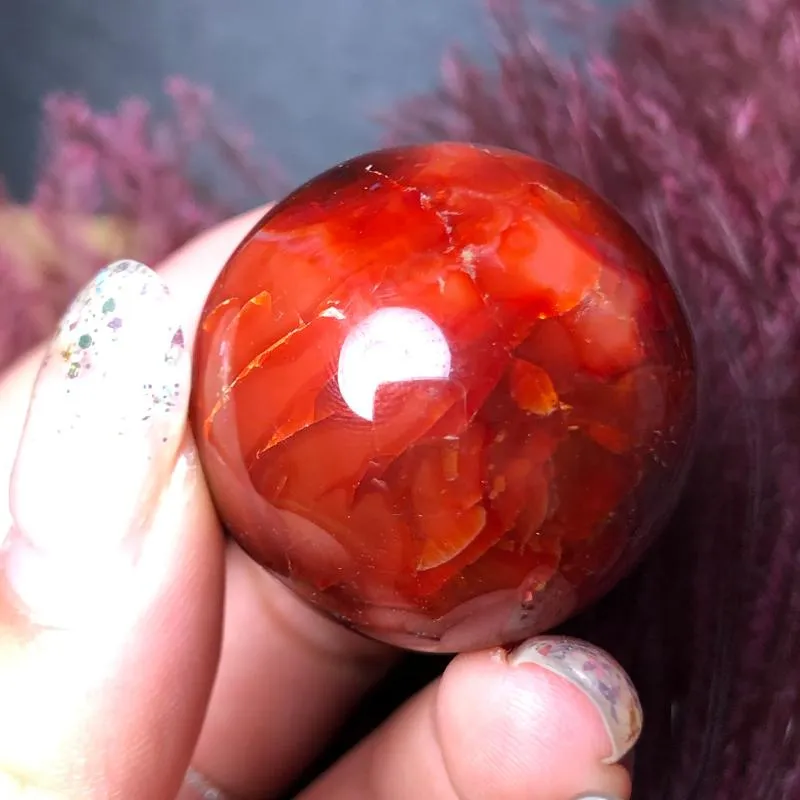 Natural Gemstone Red Agate Figures Carnelian Sphere Crystal Ball Reiki Globe Home Decory Decorative Objects Figurines303p