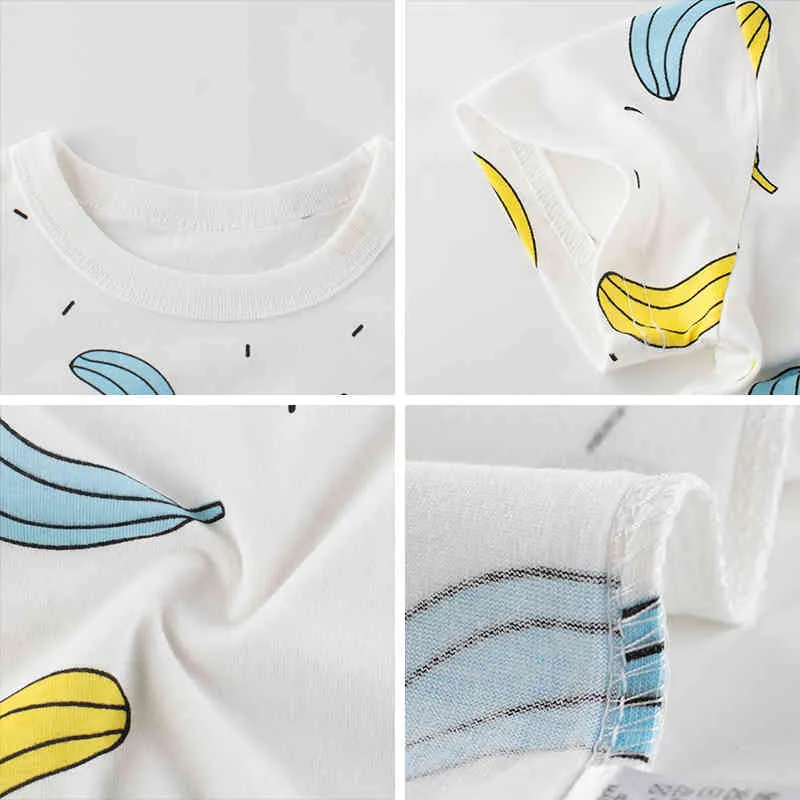 Детские девочки мультфильм банановые печати футболки летний ребенок девушка мальчик случайные тройники малыш мягкая тонкая одежда на 2-7 лет 210429
