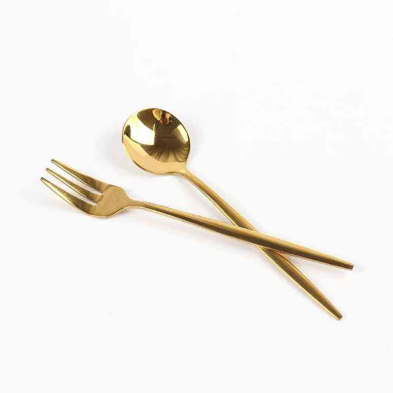 6/Vaisselle en acier inoxydable Set Rainbow Gold Vaisselle Couteau Fourchette Cuillère Couverts Lave-vaisselle Couverts sûrs 211228