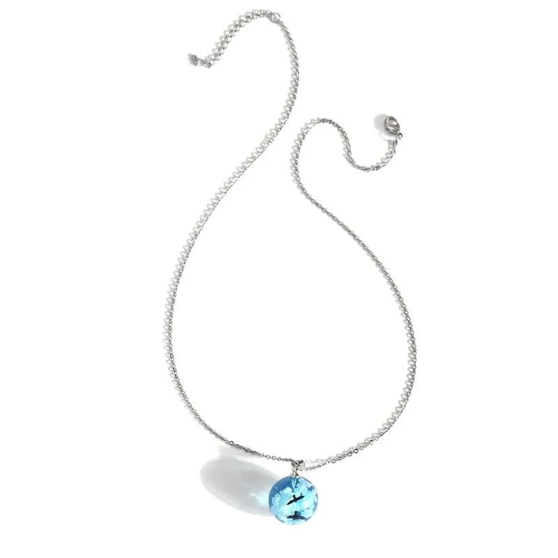 Collier de personnalité à la mode pour femmes, pendentif créatif Simple, bleu ciel, nuages blancs, oiseau étoile, tendance 2021, cadeau de fête, chaîne 216D