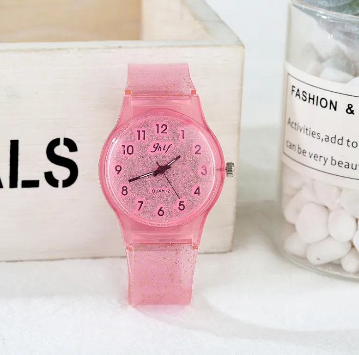 JHlF marca coreana promozione della moda orologi da donna al quarzo personalità casual studente orologio da donna cinturino in plastica trasparente bianca G310m