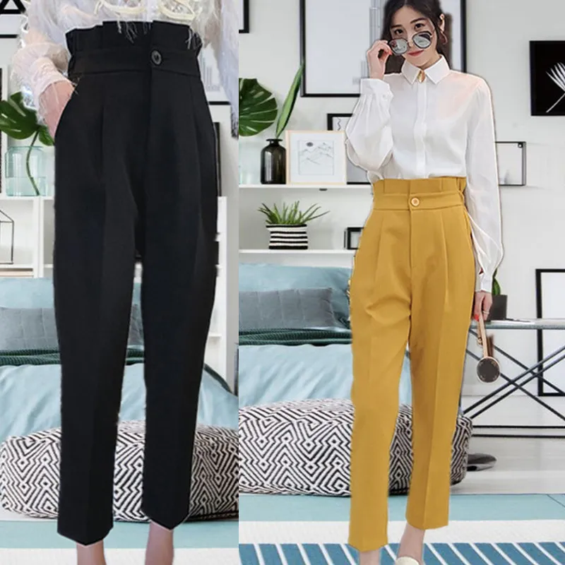 Fashion Suit Spring High Waist Casual Pants Women Straight OL Style Loose Temperament Ladies Trousers 8478 50 210417