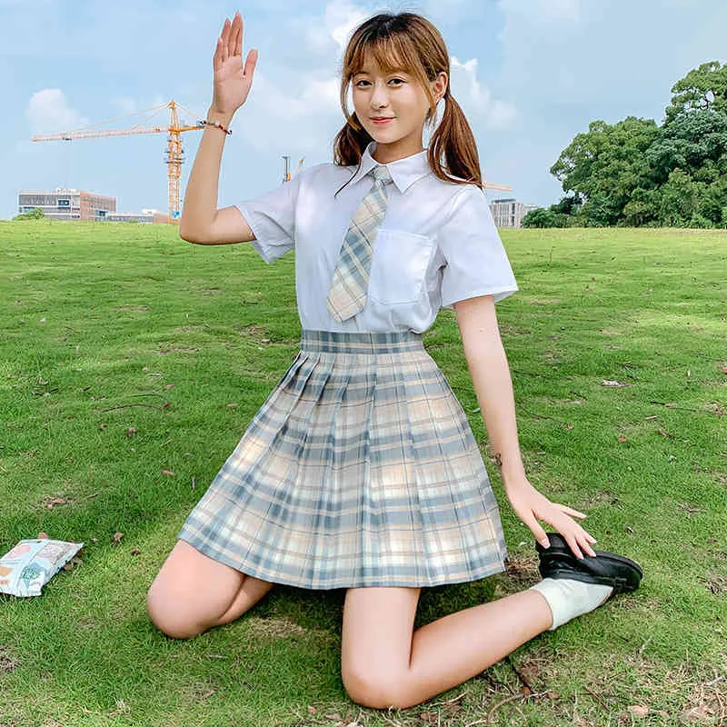 Été femme Mini jupes Harajuku Style coréen mode mignon Kawaii jupes pour filles taille haute Plaid jupe plissée femmes 210408