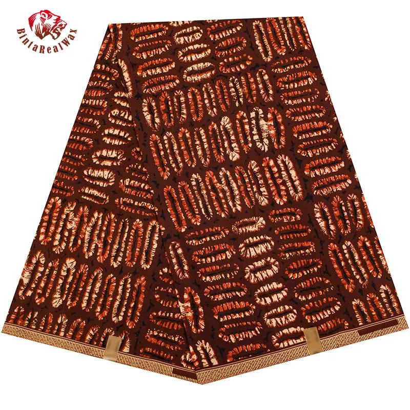 6 Yards Coffee Background Ankara BintaRealWax High Quality Polyester Material African Fabric Party FP6397
