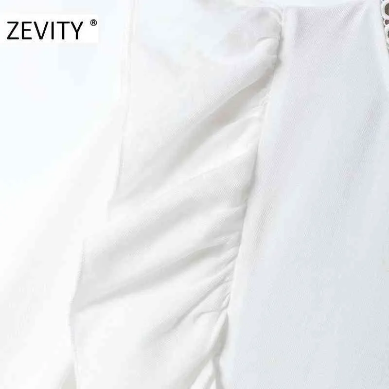 women fashion o neck long sleeve pleat ruffles white blouse shirt lace stitching chic blusas autumn tops LS7191 210420