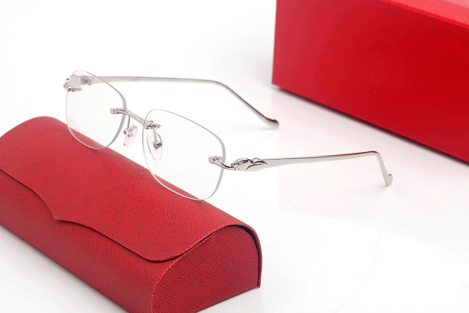 Solglasögon för kvinnor män vintage leopard kantfria krypskydd metall runda glasögon tillbehör oval ram utomhus klar läsning sim256k