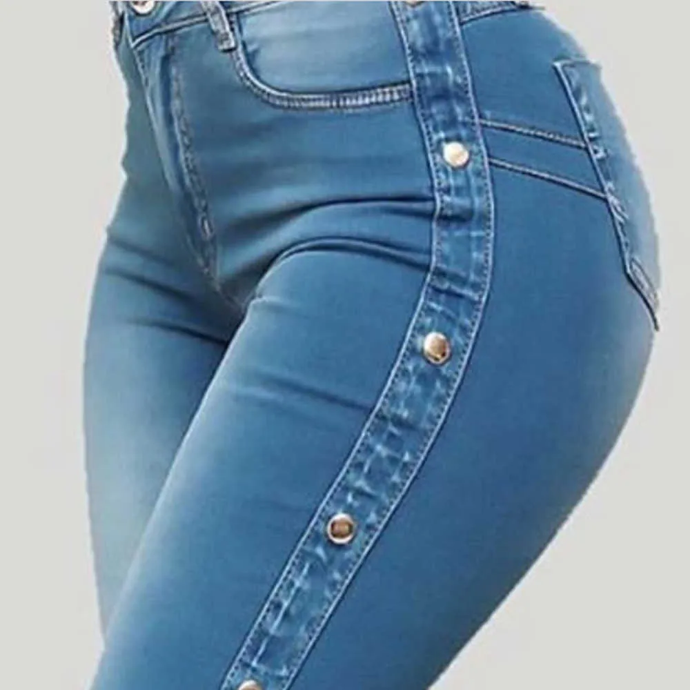 Women Denim Flare Pants Ladies Sexy Fashion Slim High Waist Skinny Wide Leg Jeans Summer Pocket Long Trousers For Female D30 210629