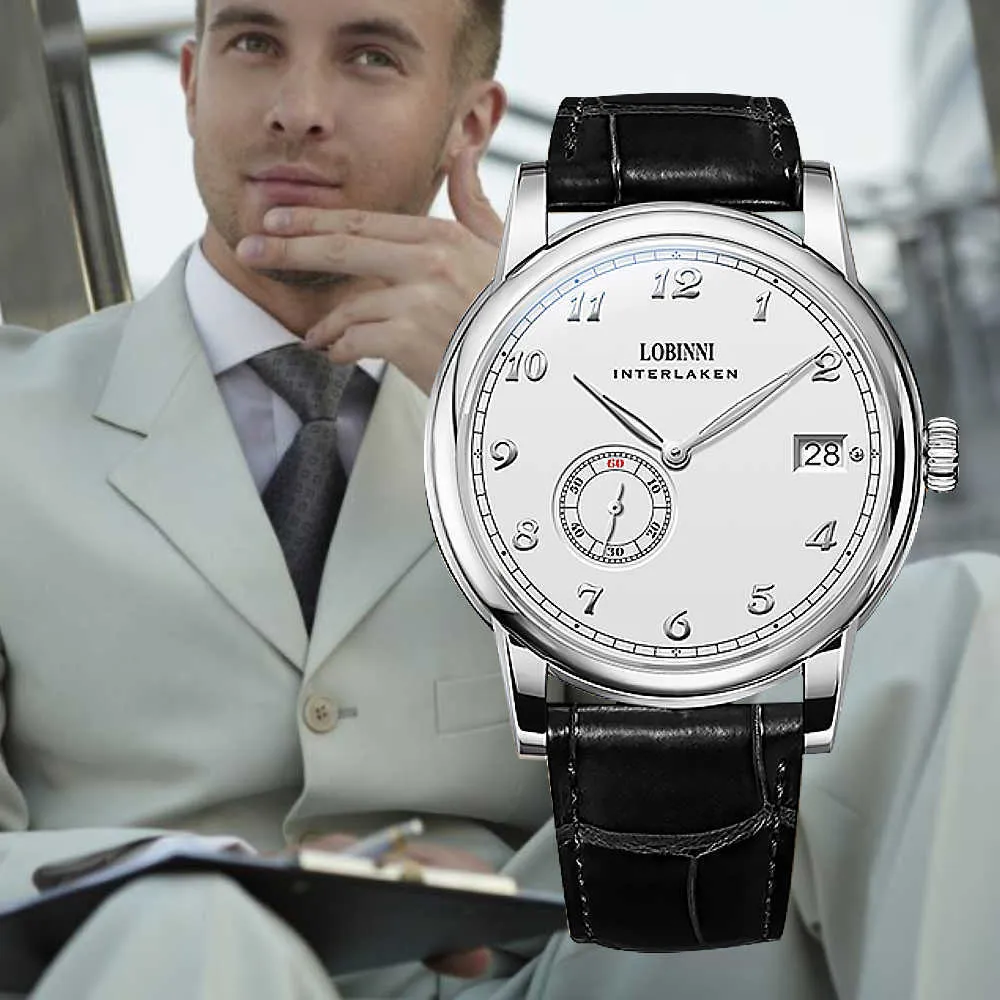 Lobinni Hangzhou 5000A Мужские автоматические часы с микророторным механизмом Menchical Мужские ультратонкие мужские наручные часы Бизнес 1888 210728273e