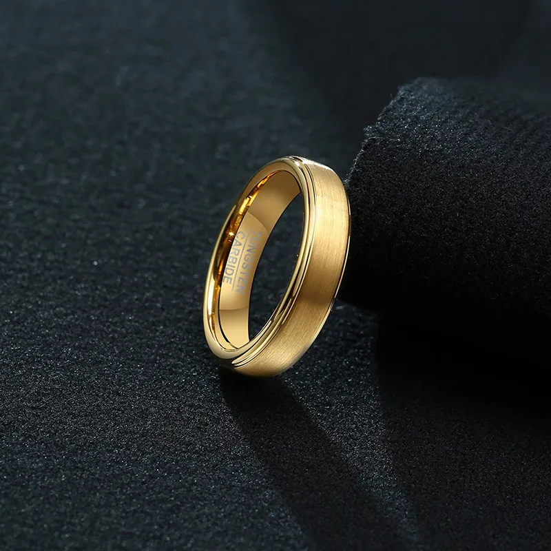 ZORCVENS 2021 Mode Hohe Qualität 5mm Punk Schwarz Gold Farbe Wolfram Hochzeit Ring für Männer Engagement Schmuck Ganze