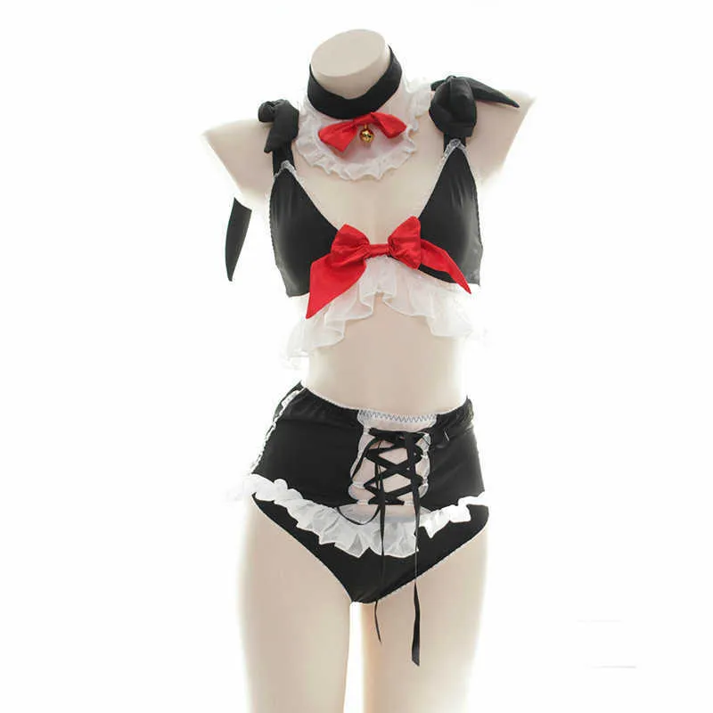 Costume Uniforme Gioco di ruolo erotico Carino Spettacolo dal vivo Lingerie sexy Donne Cameriera Cosplay Grembiule francese Servo di stanza Lolita Strega Diavolo Y0913