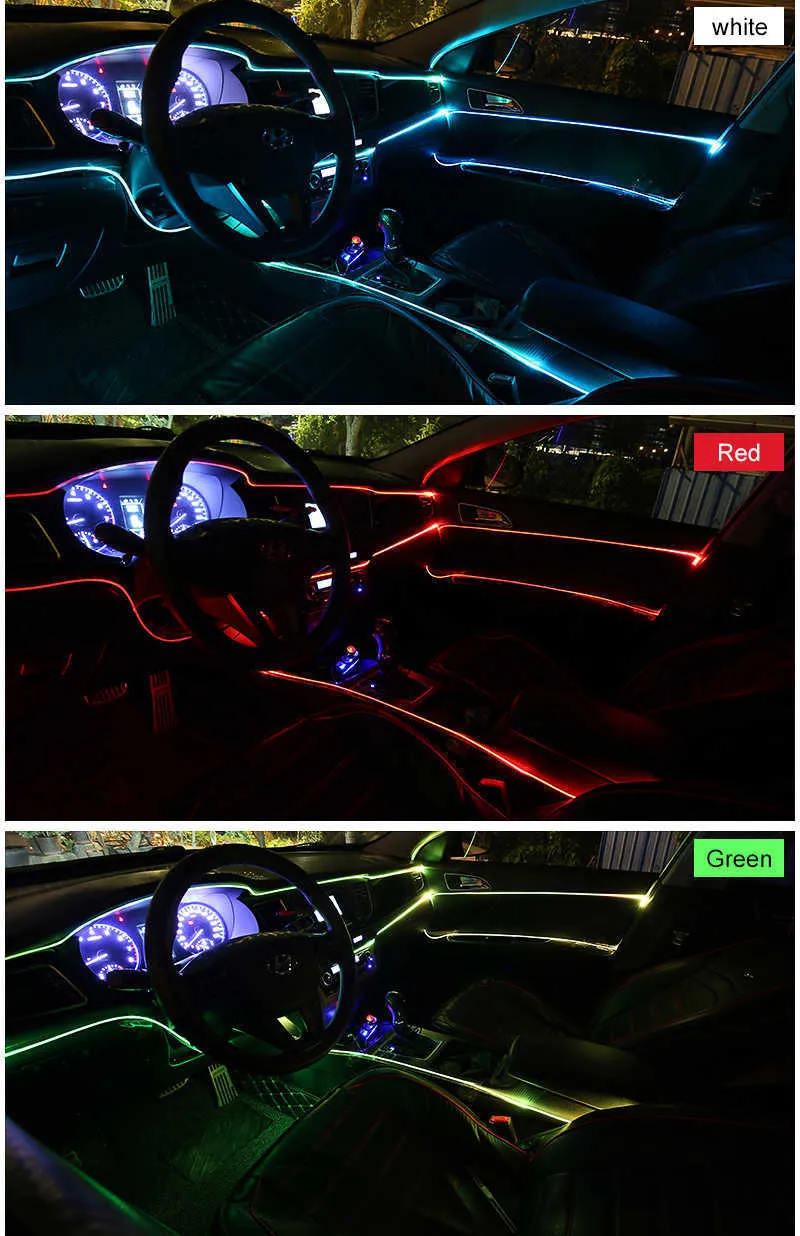 35m EL Cold Line Flexible Car Lights 12V LED Neon Wire Auto Lamps on Light Strip Interior Decoration6974869