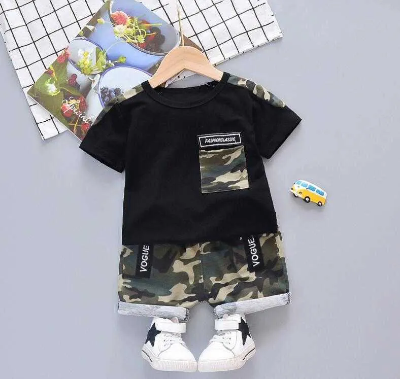 Garçons vêtements ensembles été enfants mode coton t-shirts + shorts survêtements pour bébé garçon enfants occasionnels jogging costumes enfant en bas âge X0802