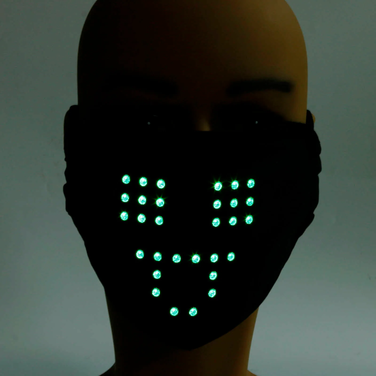 面白いLEDフェイスマスク女性学生ティーンエイジャーギフト音声起動フィルタープロテック再利用可能な半分の装飾292S