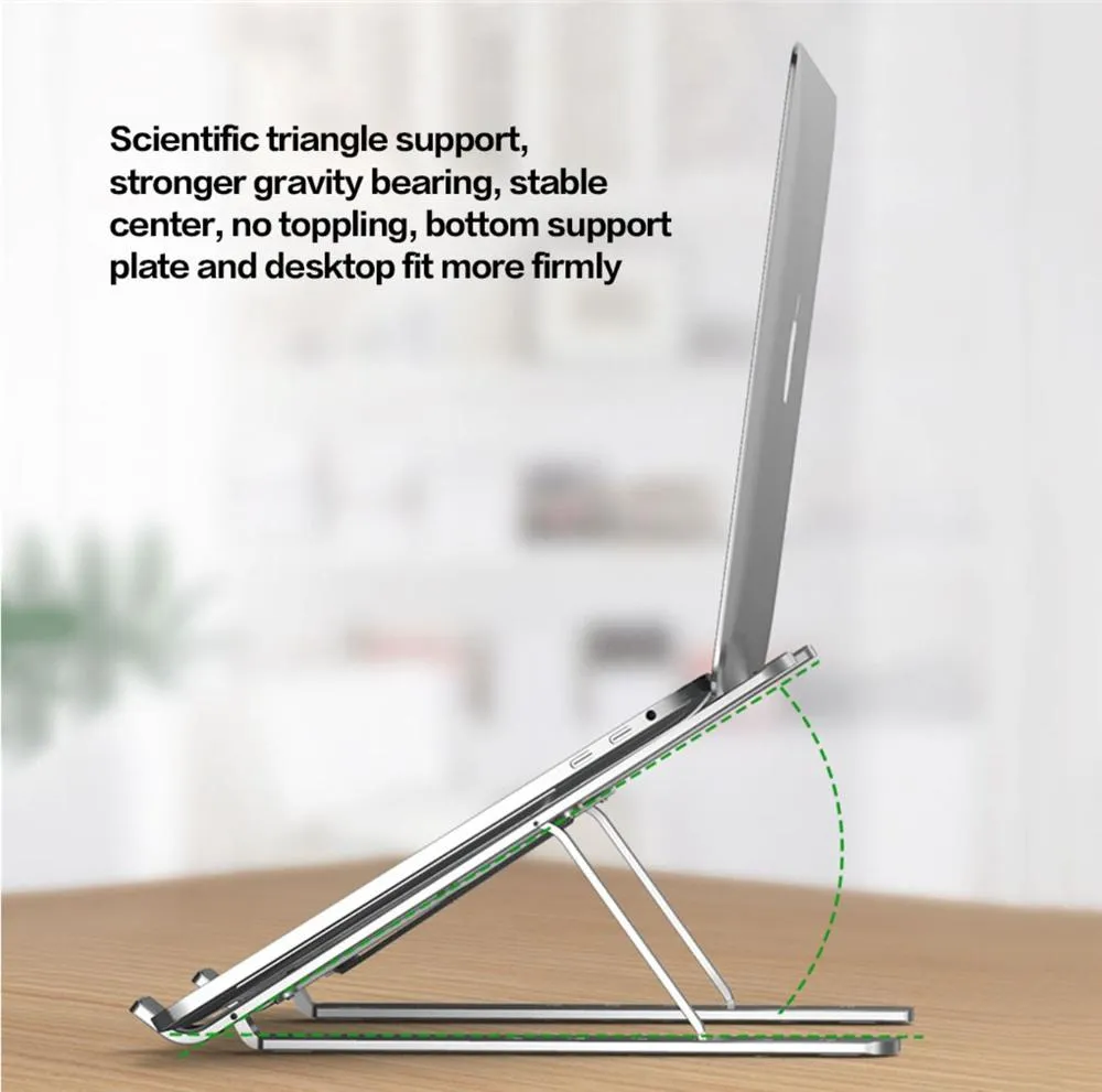 Creative Folding Bracket Aluminum alloy Stand 10-15.6 inches Laptop Mounts 6-position adjustable height Portable Holder for Desk laptops cooler