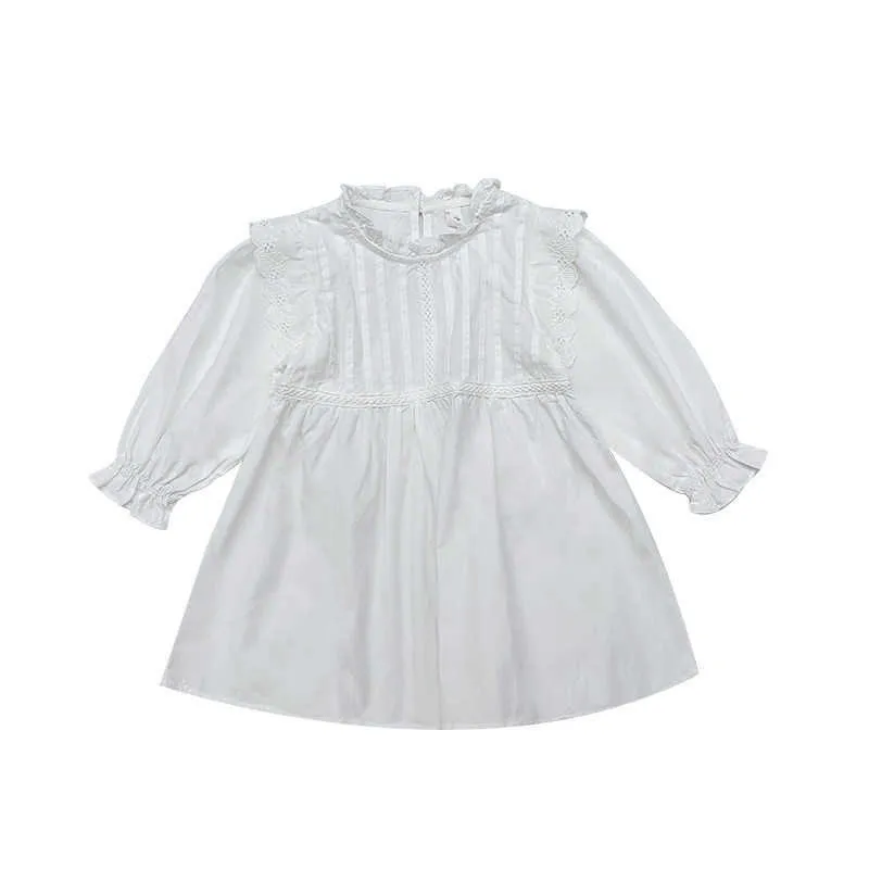 2-6 años de alta calidad primavera niña vestido moda gasa flor drapeado fruncido chico niños ropa princesa 210615