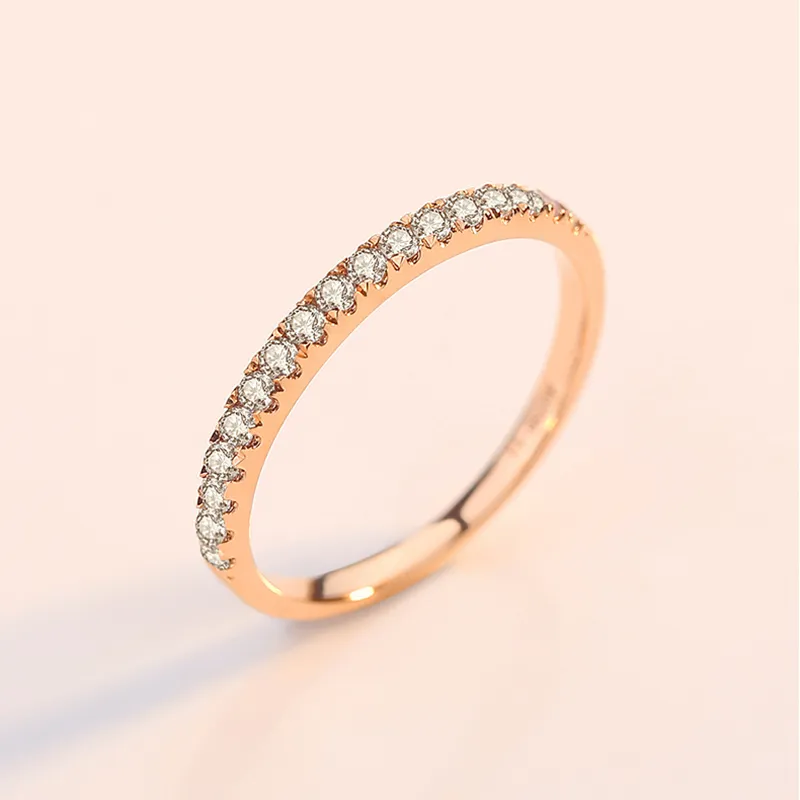 Eternity 14k Rose Gold Moissanite Lab Diamond DF Color Engagement Matching Band Ring