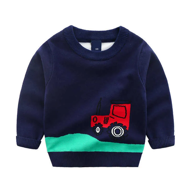 Knitted Toddler Boy Sweater Casual Cartoon Elephant Pattern Warm Cotton Boys s Pullovers Autumn Winter Thick 210528