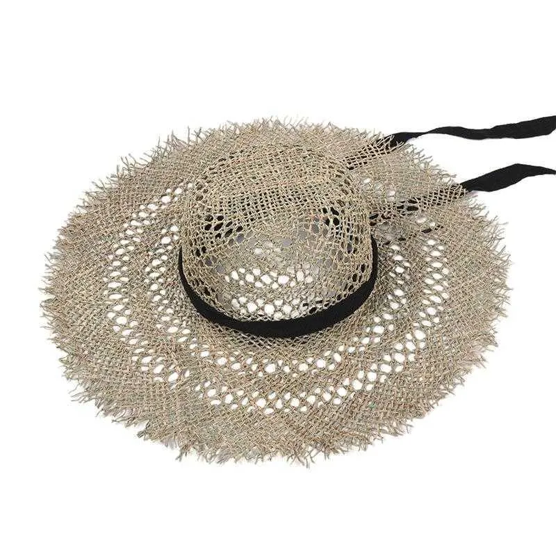 Chapeau d'été printemps herbe naturelle dôme en forme de cloche tissé à la main jonc de mer chapeau dames casquette à la mode décontracté chapeaux de soleil pour les femmes 210531