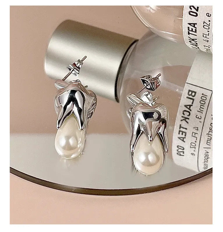 ENFASHION Trendy Zähne Perle Ohrringe Für Frauen Gold Farbe Ohrringe Modeschmuck Hochzeit Pendientes E211285 220214