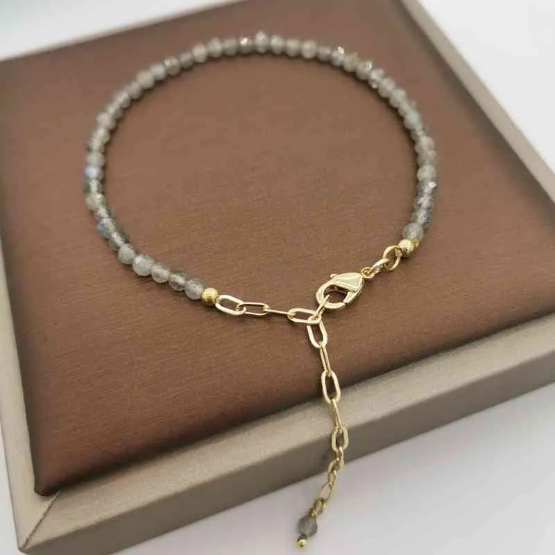 Facetterad labradorit delikat justerbar 14k guldfyllda kedjor ädelstenar collier femme unika kvinnor boho halsband