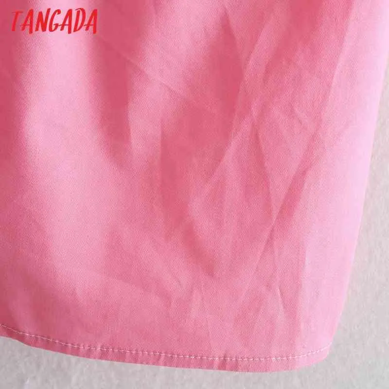 moda donna rosa abito in cotone arrivo soffio manica lunga donna sciolto midi abiti 3R24 210416