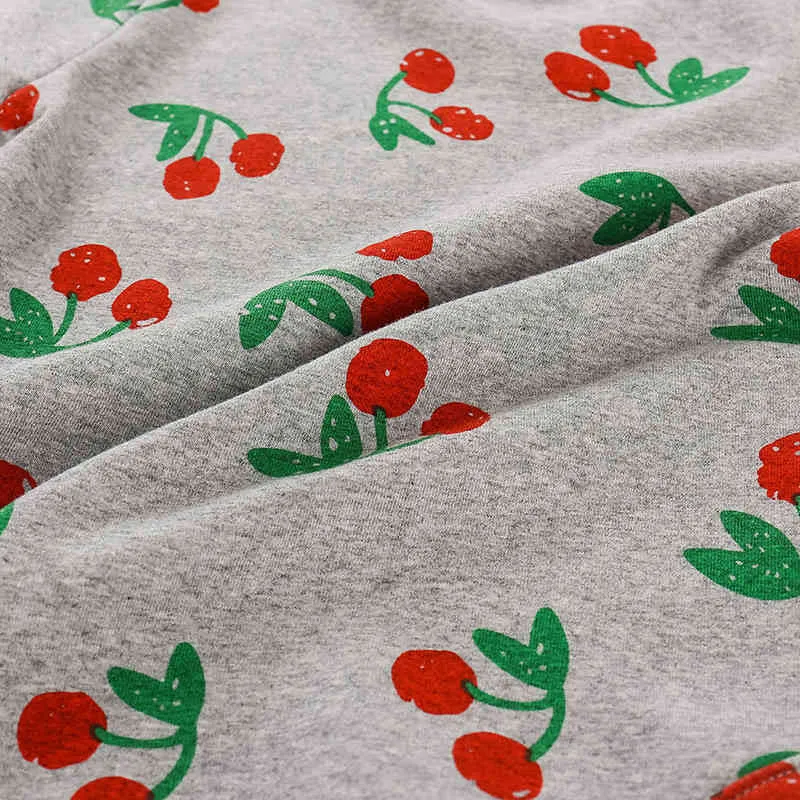 Frühling Baby Onesies Mädchen Kirsche Print Strampler Herbst Junge Kleidung Kleinkind Langarm Mit Kapuze Overall 210515