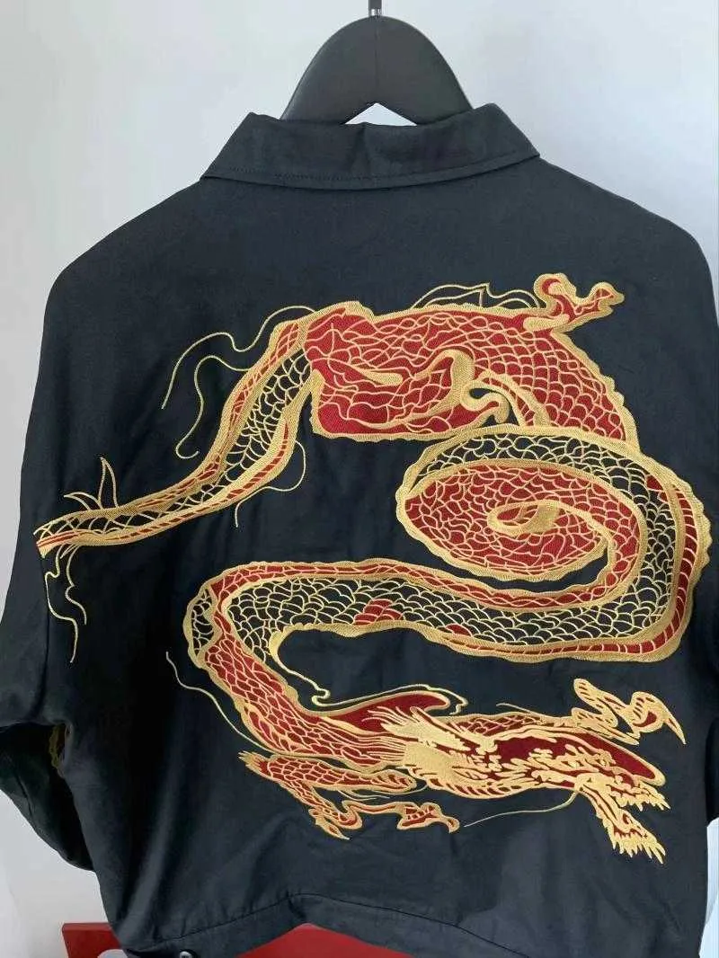 Herenjassen 18FW Work Robe Geborduurde Dragon Patroon Chinese Stijl Plus Katoenen Jas