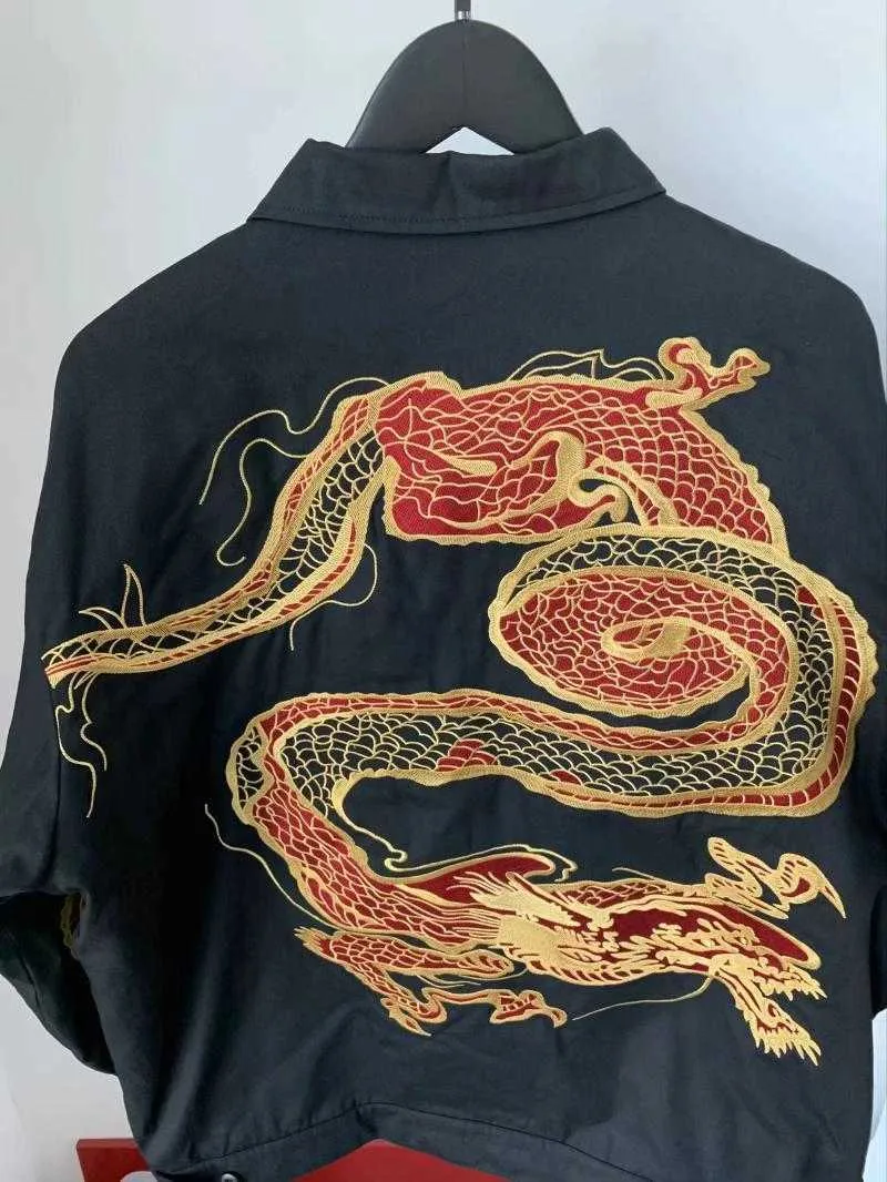 Men's Jackets 18fw work robe embroidered dragon pattern Chinese style plus cotton jacket