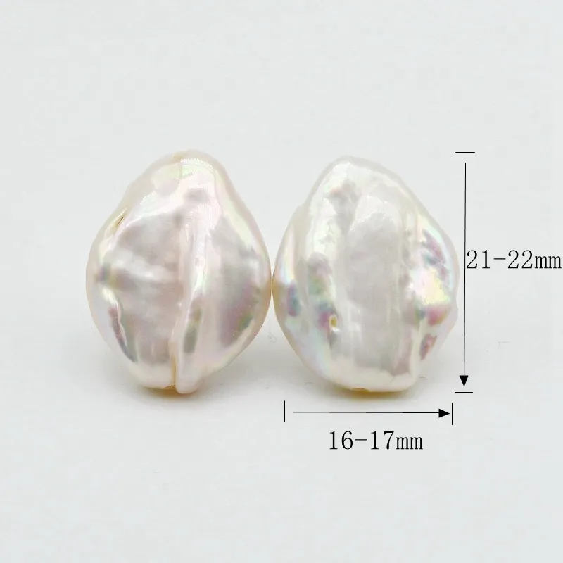 Boucles d'oreilles en perles pour femmes, surdimensionnées, perles baroques naturelles blanches, argent 925, cadeau pour dames
