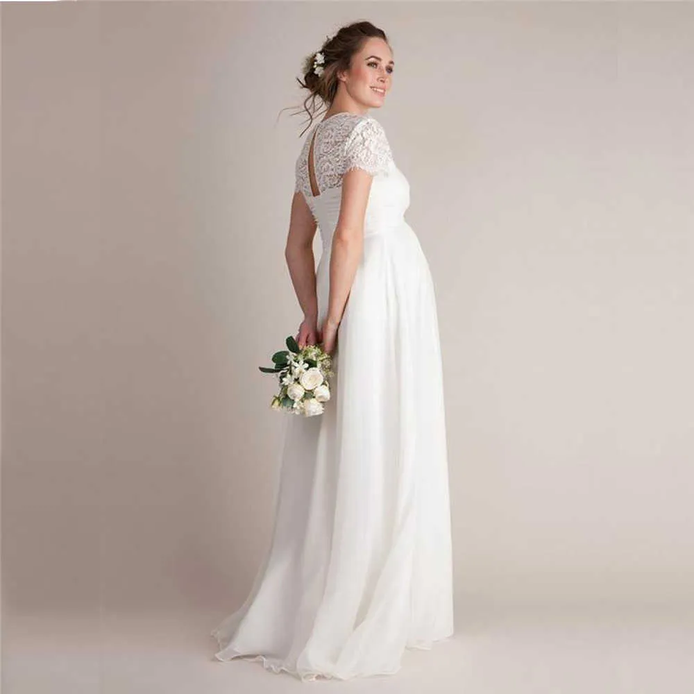 Elegence Kant Maternity Photo Dress Sexy Fancy Zwangerschap Jurken Fotografie Props Maxi-jurk Kleding voor zwangere vrouwen schieten Y0924