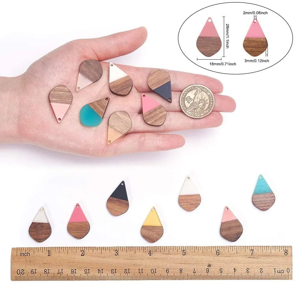 Resin Wood Charms Charming Drop Wooden Pendants in Bulk for Earrings Necklace Jewelry Making Findings261S