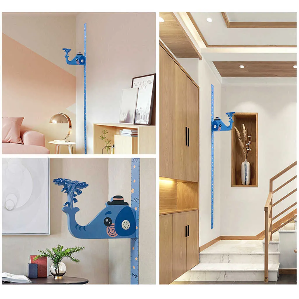 Amovible enfants 3D hauteur graphique mesure mur autocollant décalque pour enfants bébé dessin animé hauteur mesure stickers muraux pour chambre d'enfants 210914