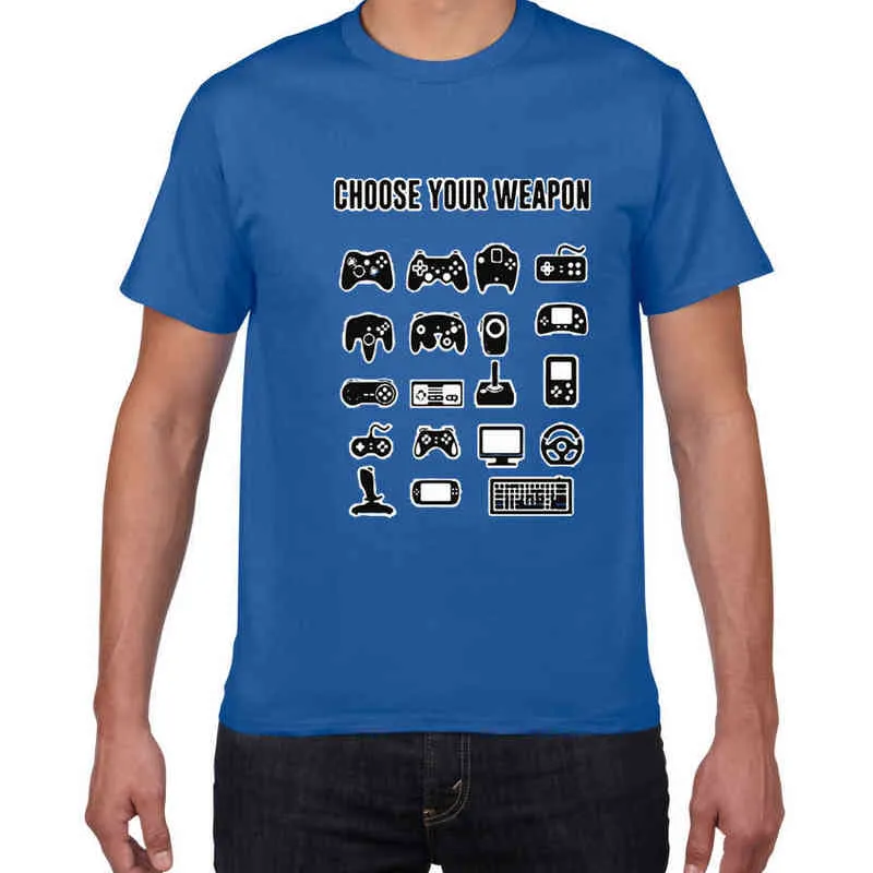 Välj din vapen gamer nyhet videospel sarkastisk mens rolig t-shirt spel fan game controller streetwear män tshirt män y220214