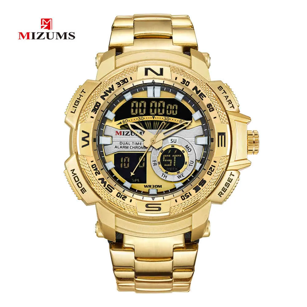 Relogio Masculino montre en or hommes marque de luxe doré militaire montre homme étanche en acier inoxydable montre-bracelet numérique 210407276d